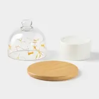 Икорница &laquo;Марбл&raquo;, 150 мл, d=8 см, с подставкой и крышкой, керамика