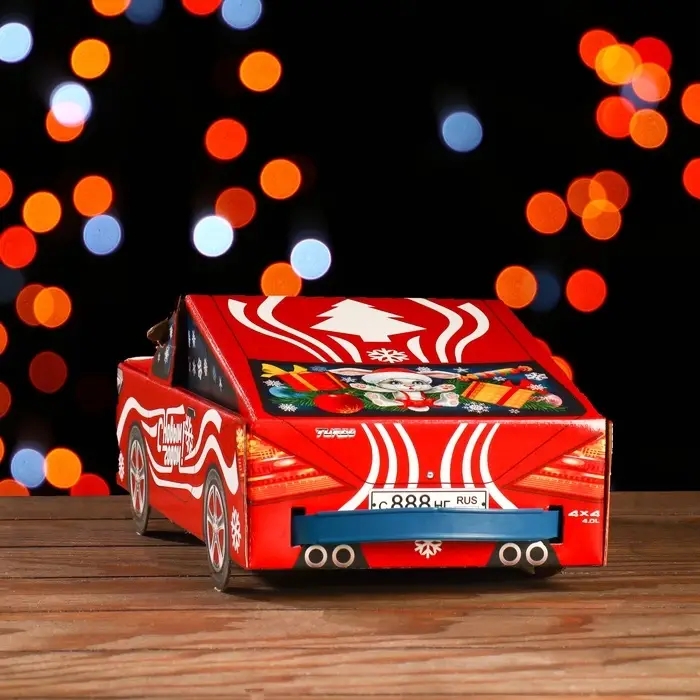 Подарочная новогодняя коробка &laquo;Автогонки&raquo;, фигурная, 11&times;31.5&times;13 см