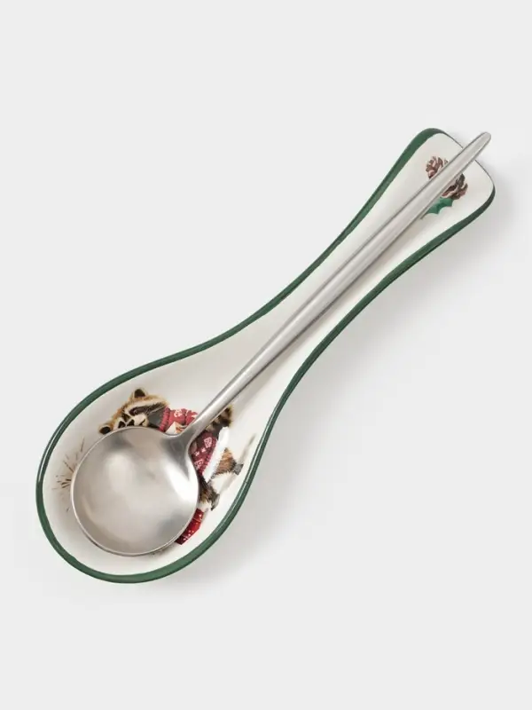 Подставка под ложку Доляна «Новогодние животные», 22.3×7.1×2.7 см, доломит, белая Подставка под ложку Доляна «Новогодние животные», 22.3×7.1×2.7 см, доломит, белая