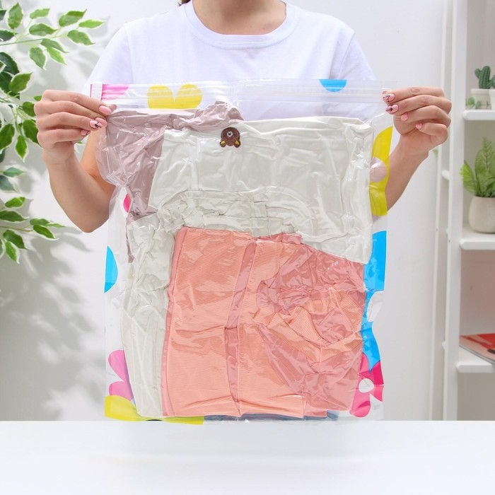 Вакуумный пакет для хранения вещей Доляна, 40×50 см, цветной, с рисунком Вакуумный пакет для хранения вещей Доляна, 40×50 см, цветной, с рисунком