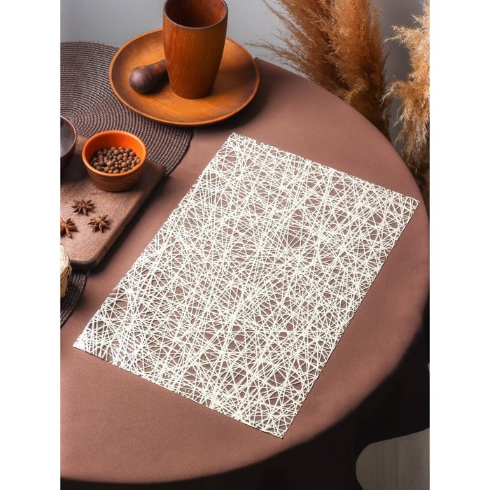 Салфетка сервировочная на стол «Путаница», ажурная, 45×30 см, цвет бежевый Салфетка сервировочная на стол «Путаница», ажурная, 45×30 см, цвет бежевый