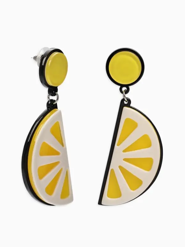 Серьги пластик &laquo;Вивьен&raquo; лимоны, цвет жёлто-белый