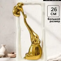 Фигурка керамика &laquo;Слон со слонёнком - опора. Прямоугольник&raquo;, белый с золотом, 5.5&times;13.5&times;26 см