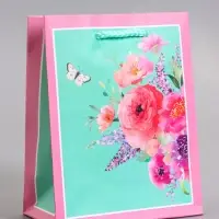 Пакет подарочный ламинированный &laquo;Цветочный подарок&raquo;, 11.5&times;14.5&times;6.5 см