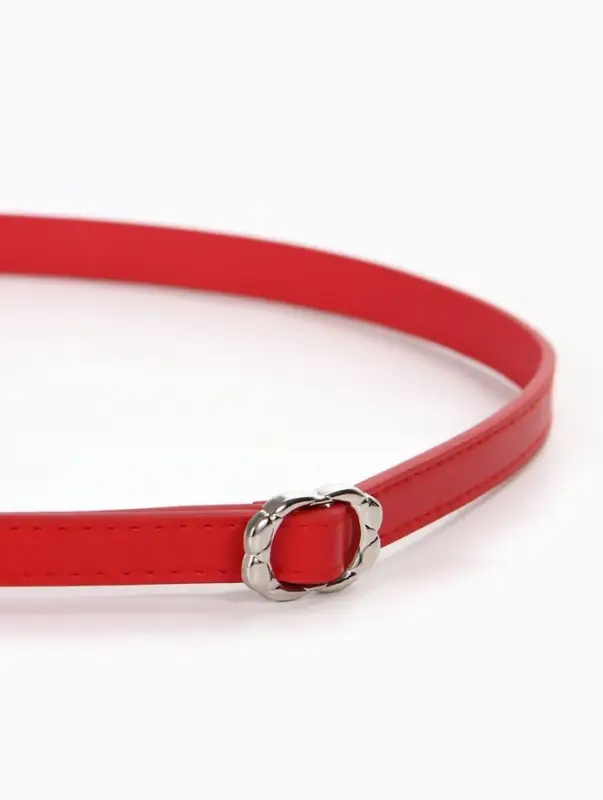Ремень женский, узкий, 1.4&times;105 см, металлическая пряжка, красный