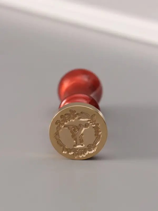 Печать для сургуча с пластиковой ручкой &laquo;Венок с буквой Y&raquo;, 2.5&times;2.5&times;6.3 см