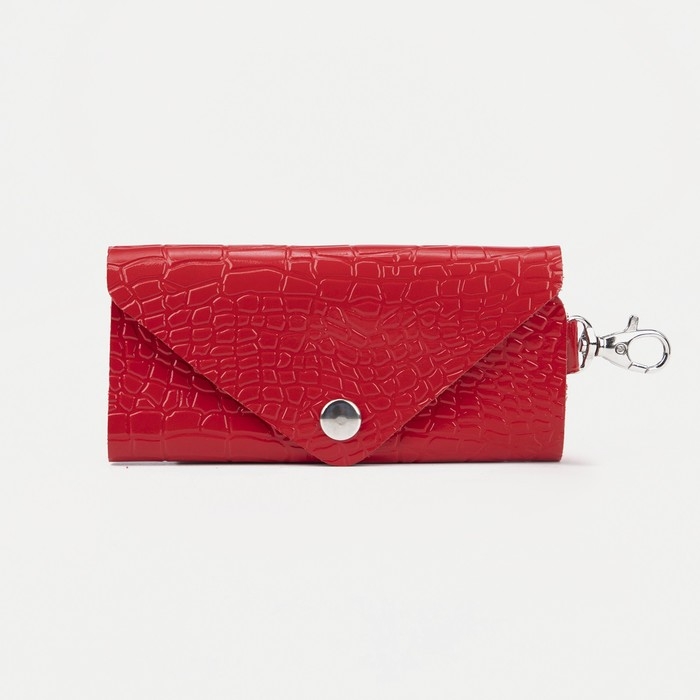 Ключница карманная на кнопке, длина 11 см, 7 карабинов, цвет красный Ключница карманная на кнопке, длина 11 см, 7 карабинов, цвет красный