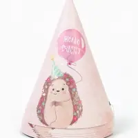 Набор колпаков праздничных «Желаю счастья, ёжик», цвет розовый, 6 шт Набор колпаков праздничных «Желаю счастья, ёжик», цвет розовый, 6 шт