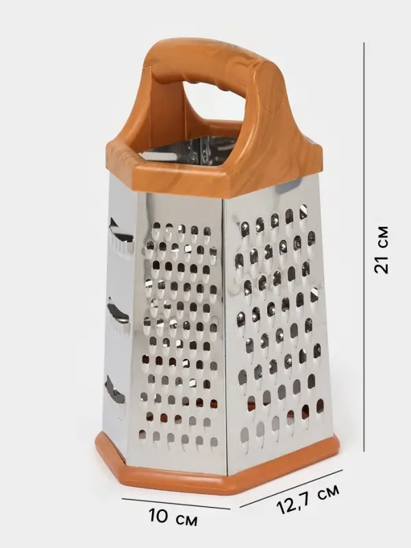 Тёрка шестигранная Доляна &laquo;Деревушка&raquo;, 12.7&times;10&times;21 см, нержавеющая сталь, коричневая