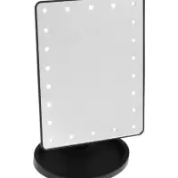 Зеркало KZ-06, подсветка, сенсорная кнопка, 22 диода, 26.5&times;16&times;12 см, 4хАА, чёрное