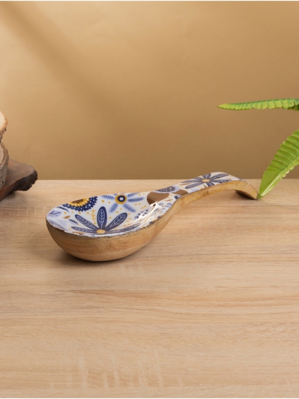 Подставка под ложку Подставка под ложку "Васильки" дерево манго 25,5х9х3,8 см