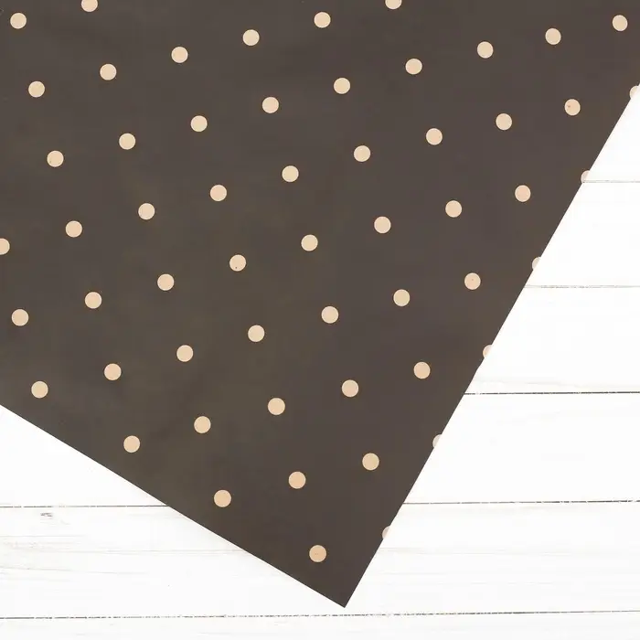 Бумага упаковочная крафт &laquo;Чёрный в горошек&raquo;, 50 х 70 см