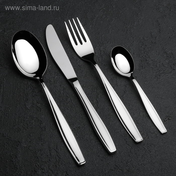 Набор столовых приборов &laquo;Комет&raquo;, 24 предмета, толщина 2,5 мм, декоративная коробка, цвет серебряный