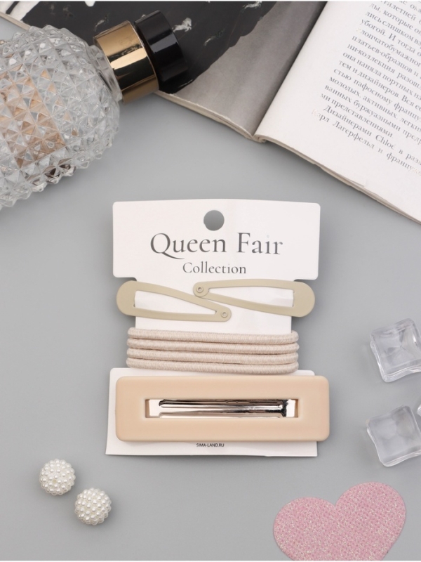 Набор для волос Набор для волос "Элери" (4 резинки 6,5см, автомат 8см, 2 невидимки 4,5см) бежевый