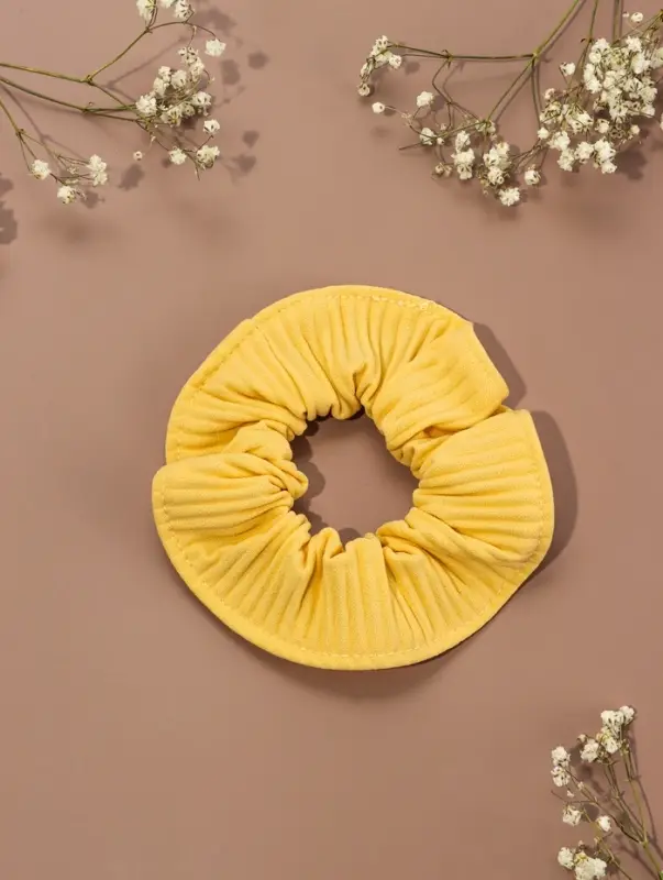 Резинка для волос QF &laquo;Орбита&raquo;, текстура полоска, 10 см, жёлтая