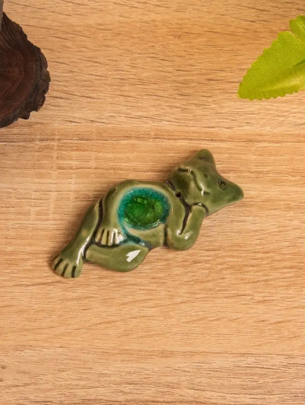 Подставка под благовония  Подставка под благовония "Лягушонок" керамика, цв. зелёный, 8х3,5х1,5 см