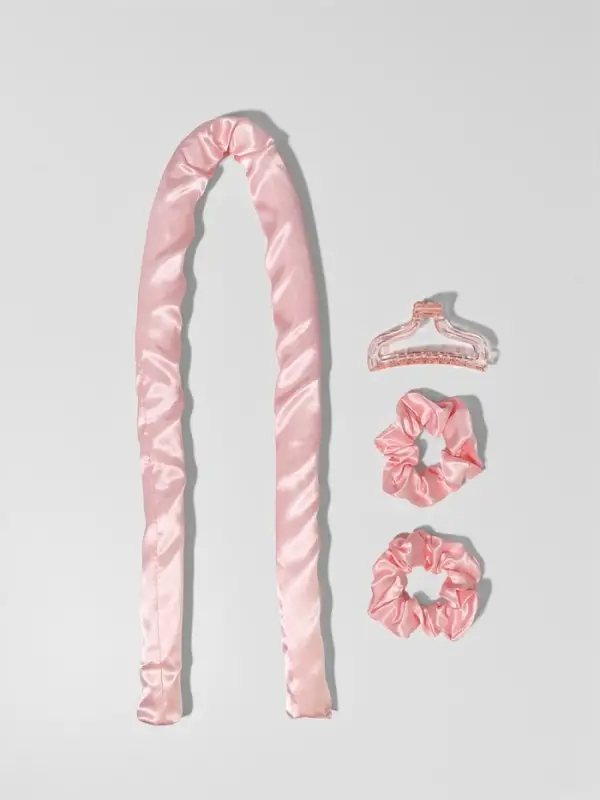 Мягкие бигуди &laquo;Волшебный локон&raquo;, 4 предмета: бигуди, резинки 2 шт., крабик, розовые