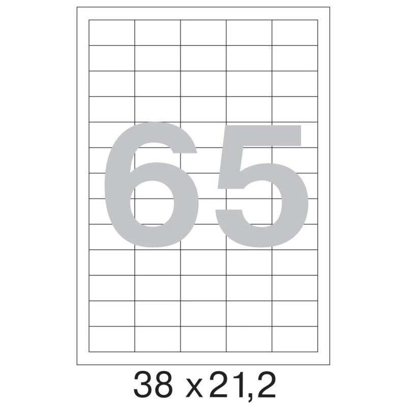 Этикетки самоклеящиеся кауч.к 38х21,2 65шт/л А4(100л/уп)