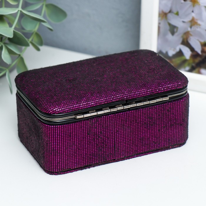 Шкатулка кожзам для украшений  Шкатулка кожзам для украшений "Мелкие квадратики. Фиолет" 6х7х12 см