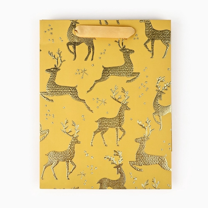 Пакет подарочный новогодний ламинированный «Олени», MS 23 x 18 х 10 см Пакет подарочный новогодний ламинированный «Олени», MS 23 x 18 х 10 см