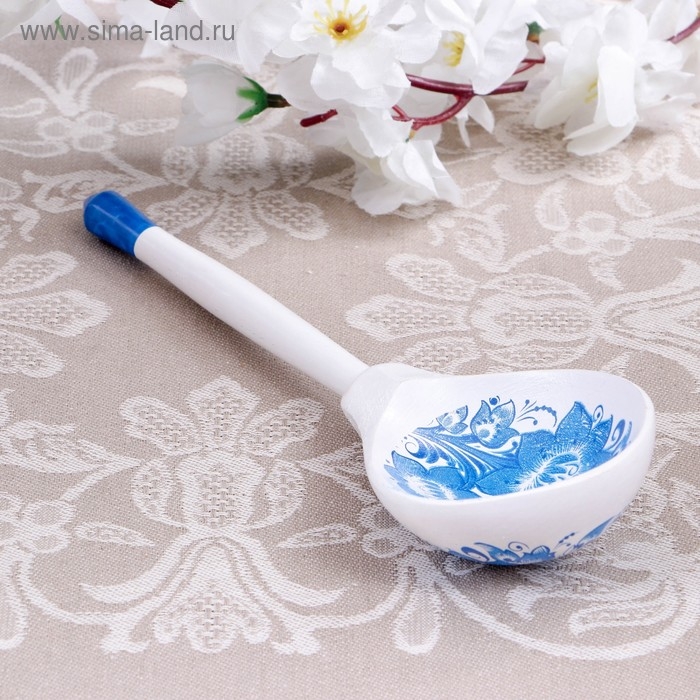 Ложка полубаская с росписью «Гжель», 19×6 см, микс Ложка полубаская с росписью «Гжель», 19×6 см, микс