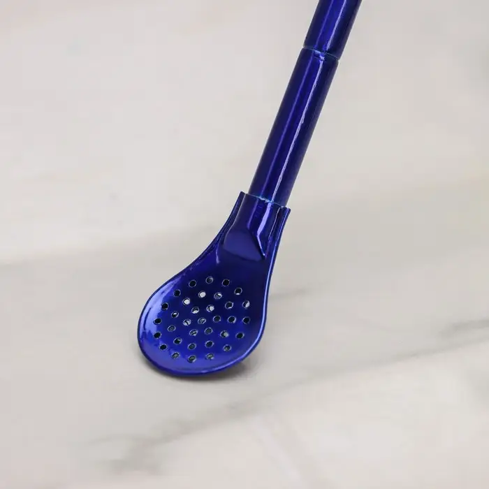 Ложка-бомбилья из нержавеющей стали для матэ, длина 17,5 см, цвет синий Ложка-бомбилья из нержавеющей стали для матэ, длина 17,5 см, цвет синий