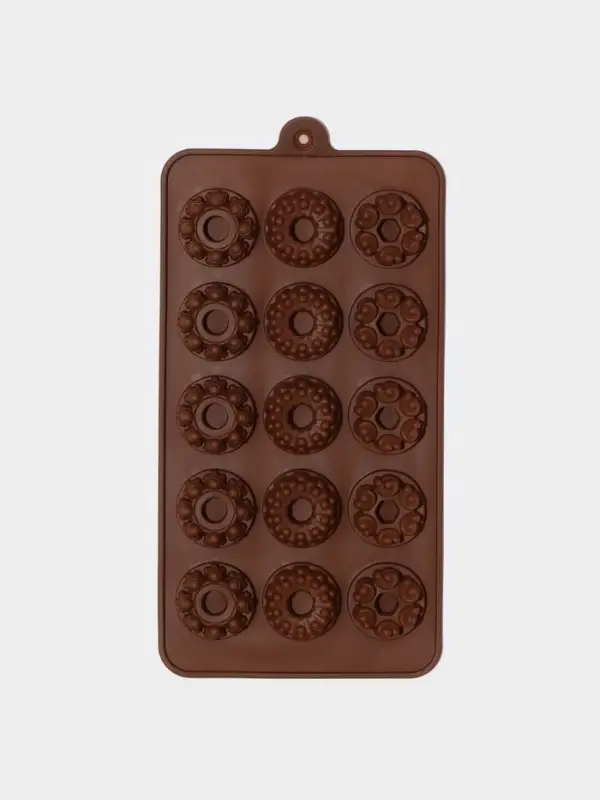 Форма для конфет и шоколада &laquo;Дольче&raquo;, силикон, 20&times;11&times;1.8 см, 15 ячеек, коричневая