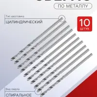 Сверло по металлу ТУНДРА, HSS, цилиндрический хвостовик 1.5&times;40 мм, 10 шт.