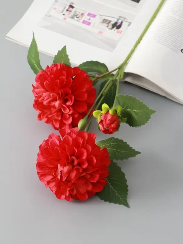 Цветы искусственные &laquo;Хризантема Бранхил черри&raquo;, d=9 см, h=49 см, красные