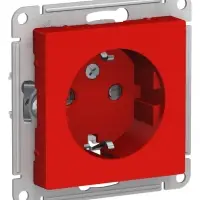 ATLASDESIGN РОЗЕТКА с заземлением со шторками, 16А, механизм, КРАСНЫЙ