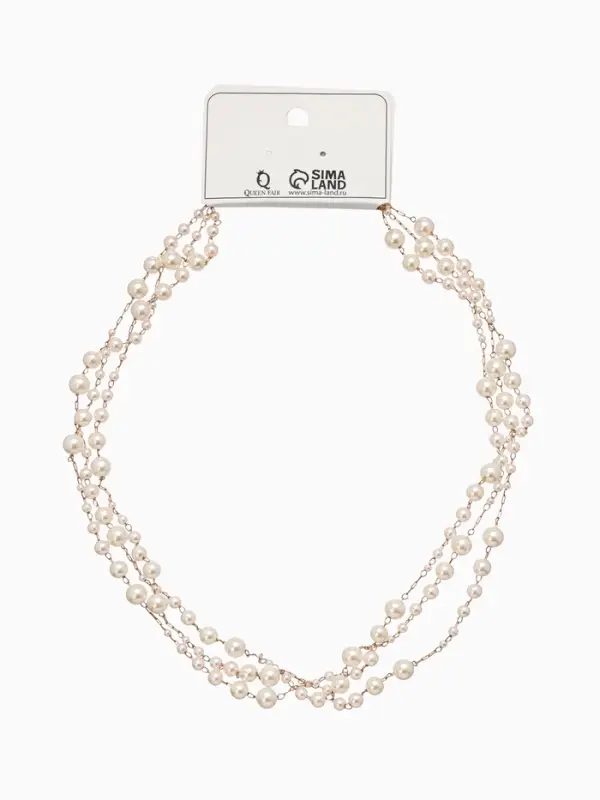 Бусы жемчужные, длинные, d=3.4, 5.6, 8.10, белые в золоте