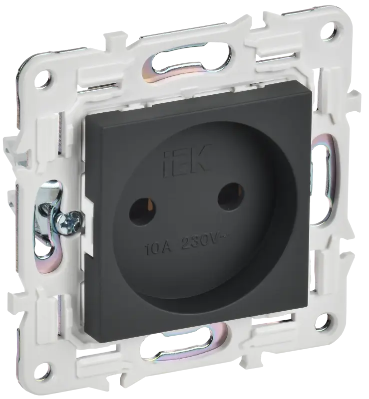 SKANDY Розетка без заземления без защитных шторок 10А SK-R02G графит IEK