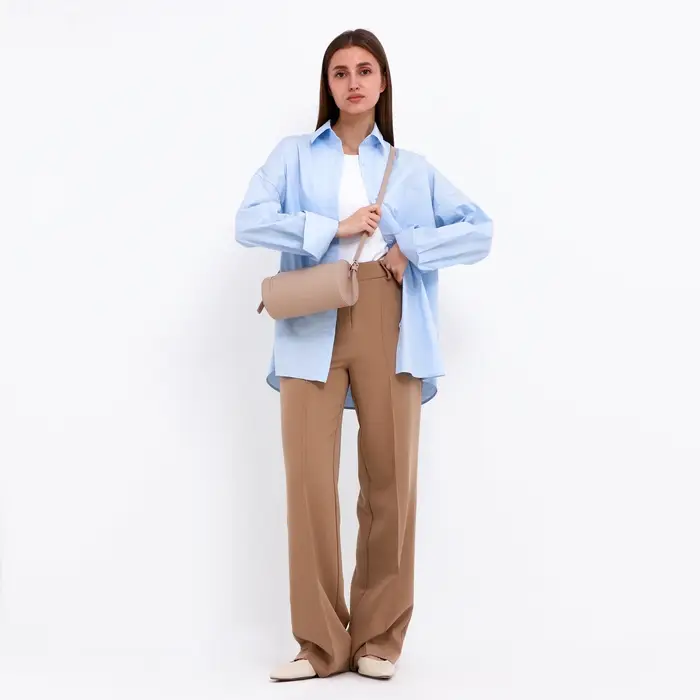 Сумка женская кросс-боди на молнии, 22&times;11.5&times;11.5 см, однотонная, бежевая