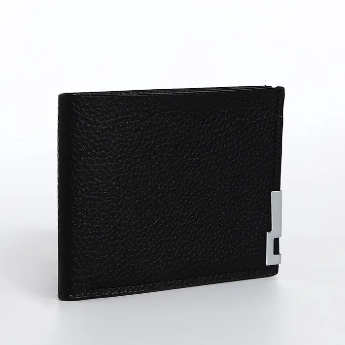 Портмоне мужское без застёжки, отдел для карт, для купюр, цвет чёрный