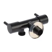 Кран двойной ZEIN engr, 1/2" &times; 1/2", два вентиля, кран-букса керамика, нерж. сталь, черный