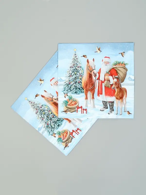 Салфетки бумажные трёхслойные «Дед мороз с друзьями», 33х33, 20шт Салфетки бумажные трёхслойные «Дед мороз с друзьями», 33х33, 20шт