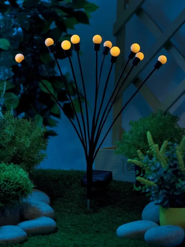 Садовый светильник &laquo;Шарики&raquo;, уличный, на солнечной батарее, 68 см, 10 LED, свечение тёплое белое