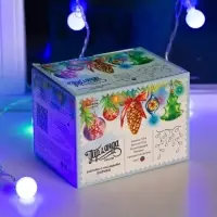 Гирлянда &laquo;Бахрома&raquo; 1.8&times;0.5 м с насадками &laquo;Шарики&raquo;, IP20, прозрачная нить, 48 LED, свечение мульти (RG/RB), мигание, 220 В