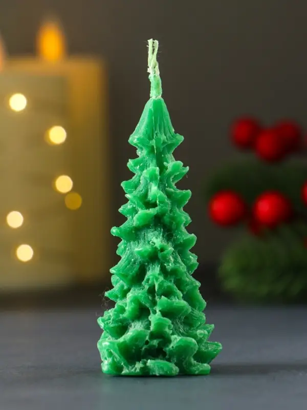 Свеча "Ель" малая 80х40 мм, зеленая