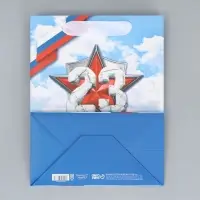 Пакет подарочный ламинированный, упаковка, &laquo;С 23 февраля&raquo;, MS 18&times;23&times;10 см
