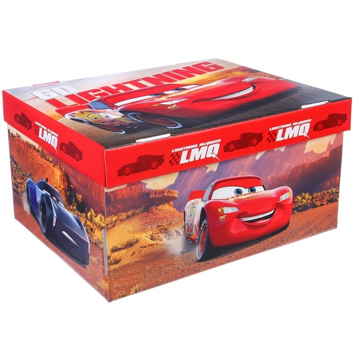 Подарочная коробка с крышкой, складная, 31х25.5х16 см, Тачки