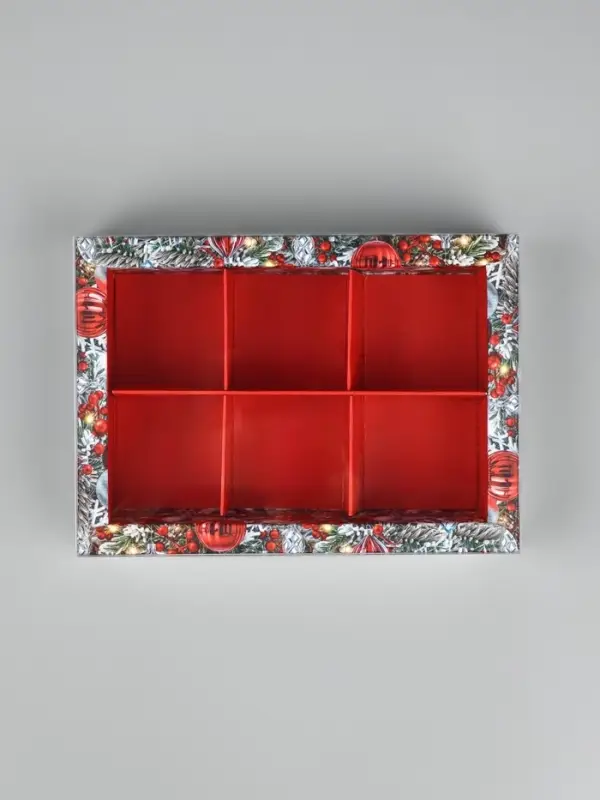 Коробка под 6 конфет с ячейками &laquo;Ёлочные новогодние шары&raquo;, 10&times;14.5&times;3 см