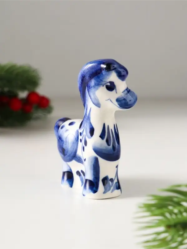 Сувенир Лошадь Грива, 7,5х6,5х2,5 см, гжель Сувенир Лошадь Грива, 7,5х6,5х2,5 см, гжель