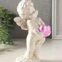 Фигурка гипс &laquo;Ангел держит сердечко&raquo;, 18&times;9&times;10 см, перламутр