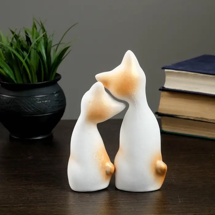 Набор фигурок керамика &laquo;Love Коты ушастые&raquo;, 2 шт., в цветочек, 13&times;6&times;17 см