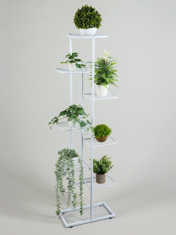 Подставка для цветов Greengo, 8 полок, 43 × 22 × 141 см, напольная, металл, белая Подставка для цветов Greengo, 8 полок, 43 × 22 × 141 см, напольная, металл, белая