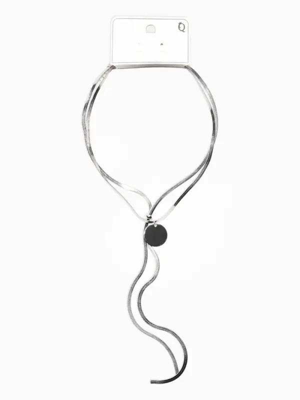 Кулон на затяжке 2 яруса медь "Медальон" 40/70см, круг, цвет серебро