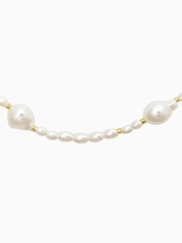 Чокер &laquo;Морской мир. Жемчуг барочный&raquo;, L=40 см, белый в золоте
