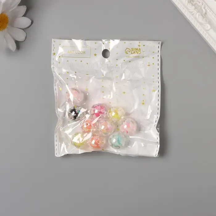 Бусина для творчества акрил Бусина для творчества акрил "Белые бабочки" МИКС 1,6х1,6х1,6 см