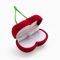 Футляр под серьги, кольца &laquo;Вишня&raquo;, бархатный, 7&times;6.5&times;3.5 см, красный